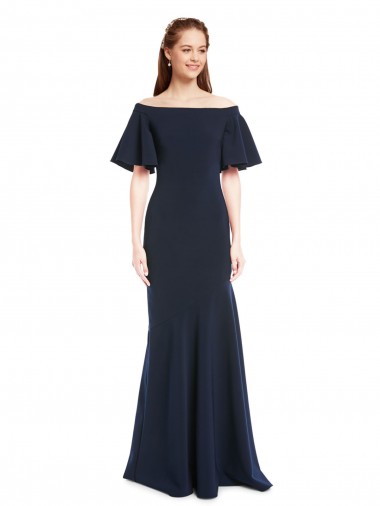 Stretch Crepe Mermaid Short Sleeves Long Bridesmaid Dress / Formal Dress Sheffield
