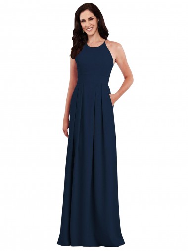 Stretch Crepe Trumpet Long Sleeveless Criss Cross Open Back Semi Formal Evening Dress / Bridesmaid Dress Sheffield