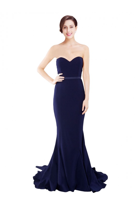 Stretch Crepe Mermaid Sweep Train Sleeveless Low Back Semi Formal Evening Dress / Prom Dress / Bridesmaid Dress Sheffield