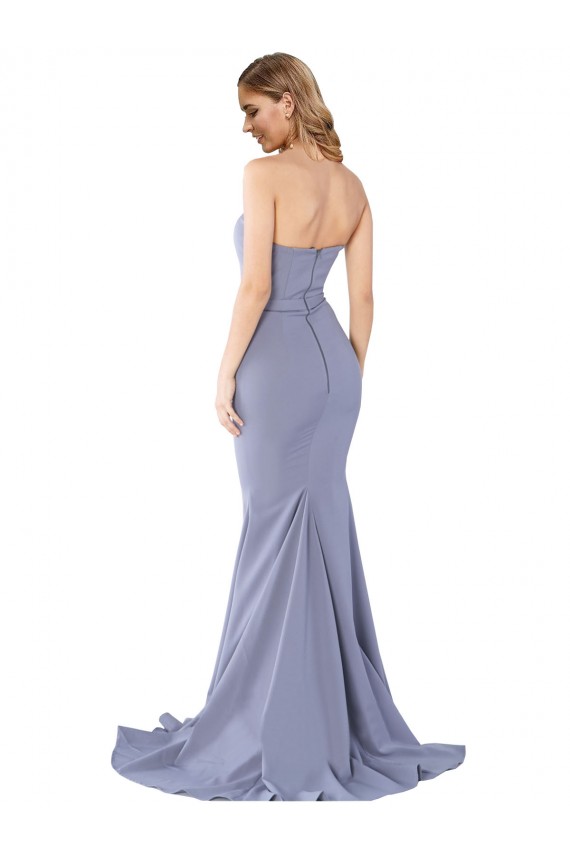 Stretch Crepe Mermaid Long Sleeveless Smoke Blue Low Back Formal Evening Gown / Prom Dress / Bridesmaid Dress Sheffield