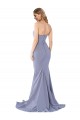 Stretch Crepe Mermaid Long Sleeveless Smoke Blue Low Back Formal Evening Gown / Prom Dress / Bridesmaid Dress Sheffield