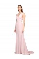 Stretch Crepe A-Line Sweep Train Sleeveless V-Back Black Tie Evening Gown / Prom Dress / Bridesmaid Dress Sheffield