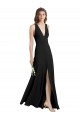 Stretch Crepe Sheath Long Sleeveless Front Slit Prom Dresses Sheffield