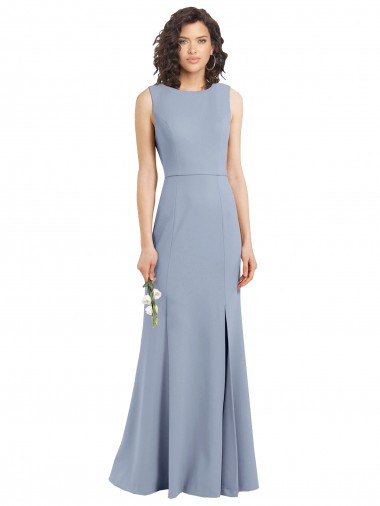 Stretch Crepe Sheath Long Sleeveless Open Back Bridesmaid Dress Sheffield