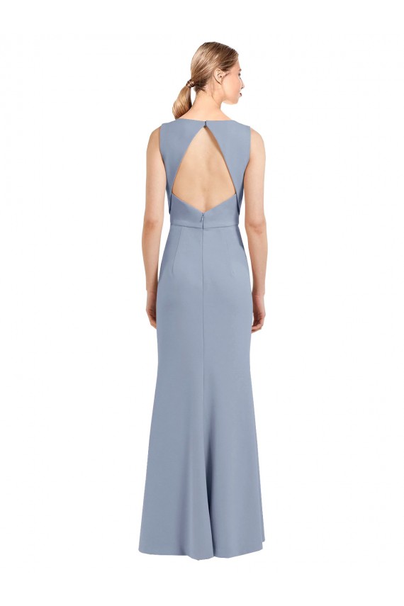 Stretch Crepe Sheath Long Sleeveless Open Back Bridesmaid Dress Sheffield