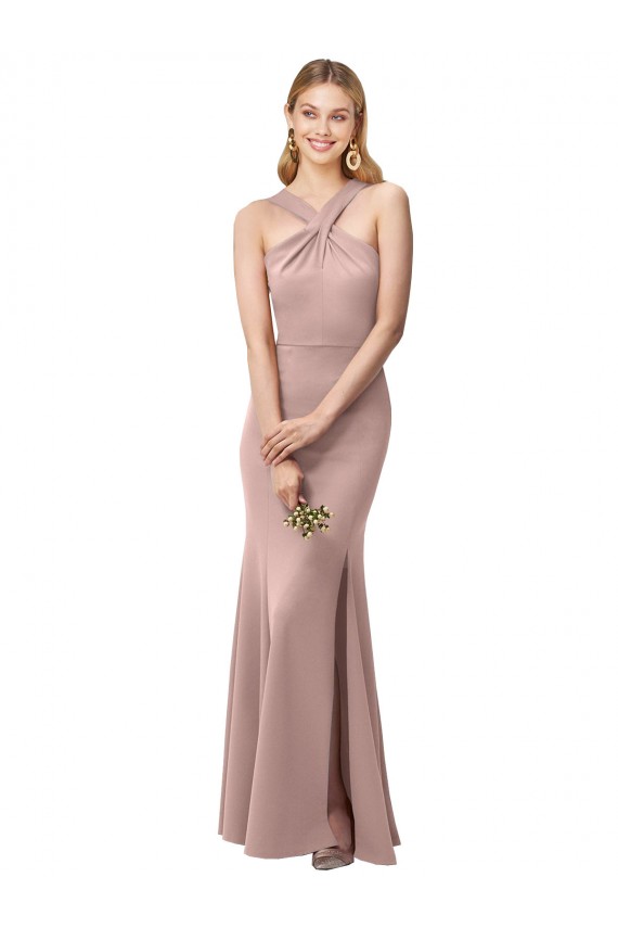 Stretch Crepe Sheath Long Sleeveless Criss Cross Back Prom Dress / Bridesmaid Dress Sheffield