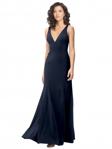 Stretch Crepe A-Line Sleeveless Dark Navy Formal Dress / Bridesmaid Dress Sheffield