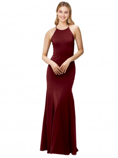Stretch Crepe Mermaid Long Sleeveless Criss Cross Back Formal Evening Gown / Prom Dress / Bridesmaid Dress Sheffield