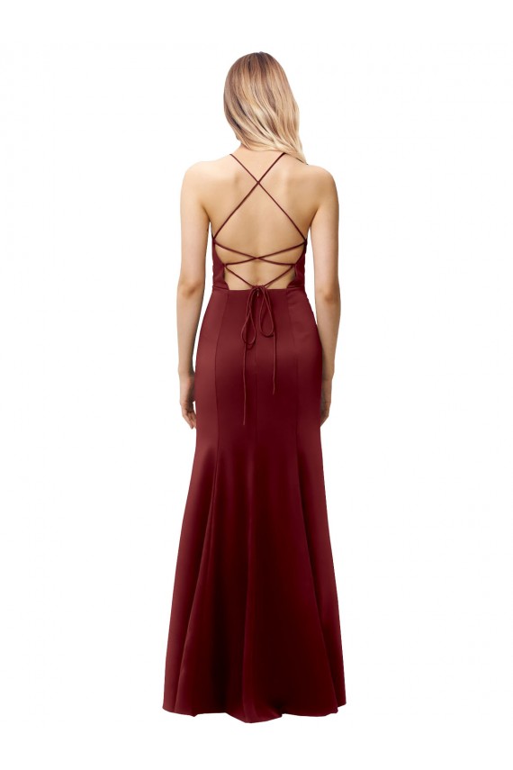 Stretch Crepe Mermaid Long Sleeveless Criss Cross Back Formal Evening Gown / Prom Dress / Bridesmaid Dress Sheffield
