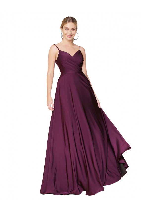Stretch Crepe A-Line Long Sleeveless V-Back Formal Evening Gown / Prom Dress / Bridesmaid Dress Sheffield