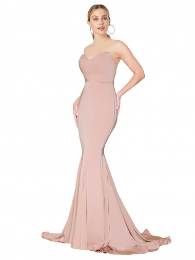 Stretch Crepe Mermaid Long Sleeveless Mauve Low Back Formal Dress / Bridesmaid Dress Sheffield