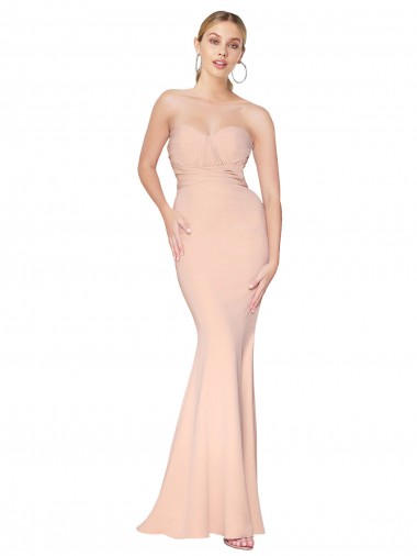 Stretch Crepe Mermaid Long Sleeveless Formal Dress / Bridesmaid Gowns Sheffield