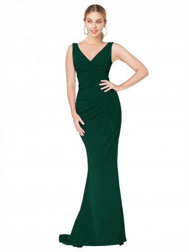 Stretch Crepe Mermaid Long Sleeveless Midnight Green Formal Evening Gown / Prom Dress / Bridesmaid Dress Sheffield