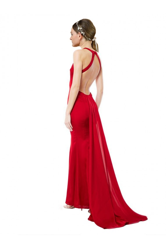 Stretch Crepe Mermaid Long Sleeveless Open Back Formal Evening Gown / Bridesmaid Dress Sheffield