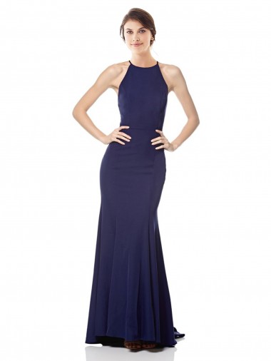 Stretch Crepe Mermaid Mermaid Sleeveless Navy Blue Bridesmaid Dress / Formal Dress Sheffield