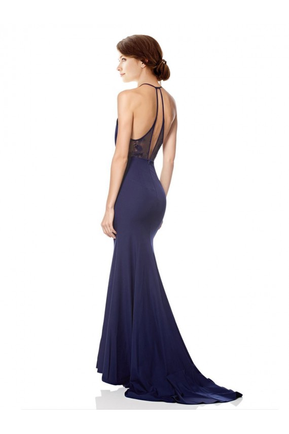 Stretch Crepe Mermaid Mermaid Sleeveless Navy Blue Bridesmaid Dress / Formal Dress Sheffield