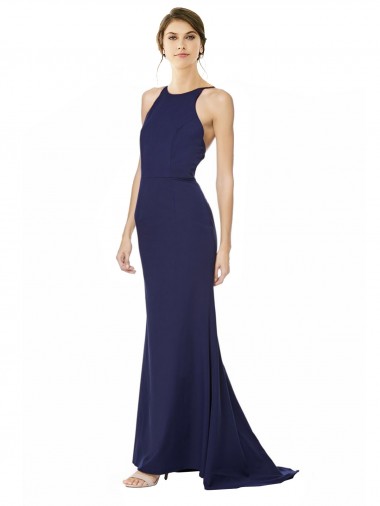 Stretch Crepe Mermaid Long Sleeveless Criss Cross Open Back Formal Evening Gown / Prom Dress / Bridesmaid Dress Sheffield
