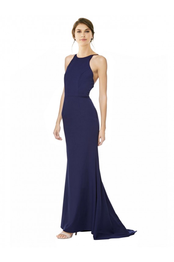 Stretch Crepe Mermaid Long Sleeveless Criss Cross Open Back Formal Evening Gown / Prom Dress / Bridesmaid Dress Sheffield