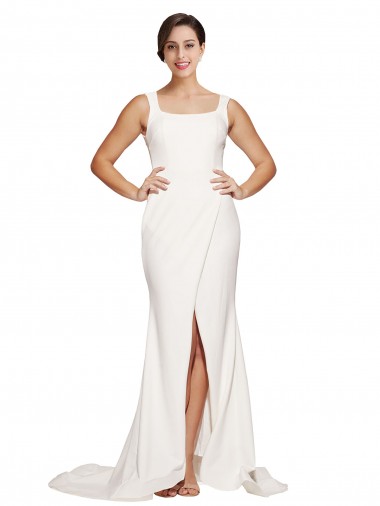 Stretch Crepe Sheath Sweep Train Sleeveless Low Back Semi Formal Evening Dress / Prom Dress / Bridesmaid Dress Sheffield