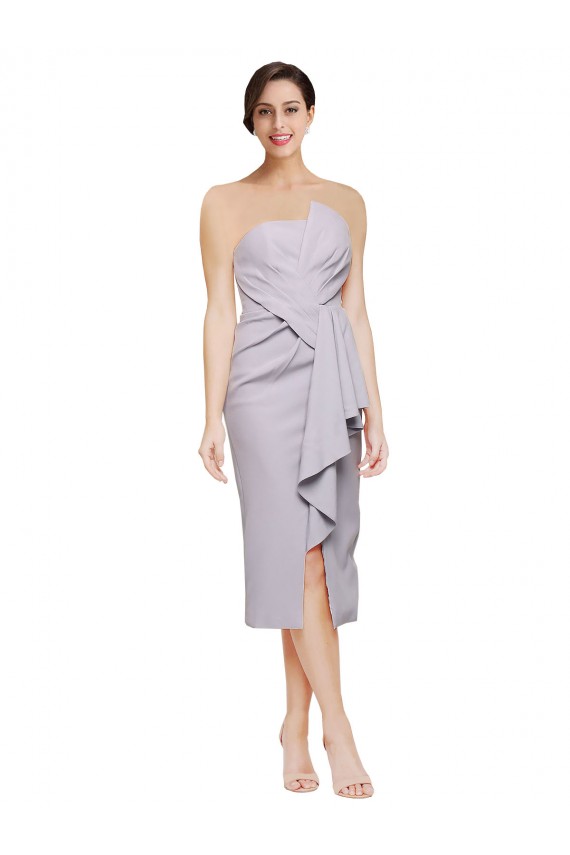 Stretch Crepe Sheath Cocktail Length Sleeveless Low Back High Low Evening Gown / Prom Dress / Bridesmaid Dress Sheffield