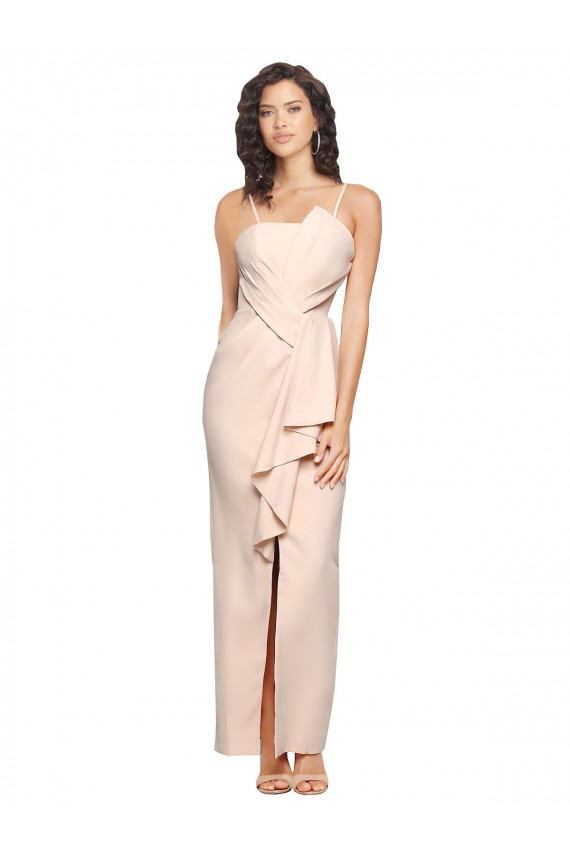 Stretch Crepe Sheath Long Sleeveless Low Back Semi Formal Evening Dress / Prom Dress / Bridesmaid Dress Sheffield