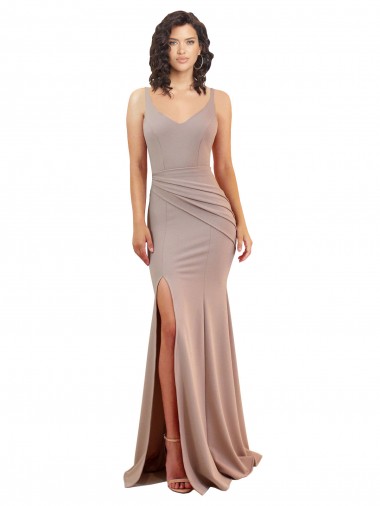 Stretch Crepe Mermaid Long Sleeveless Low Back Side Slit Prom Dresses Sheffield