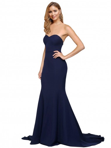 Stretch Crepe A-Line Sweep Train Sleeveless Low Back Formal Evening Gown / Prom Dress / Bridesmaid Dress Sheffield