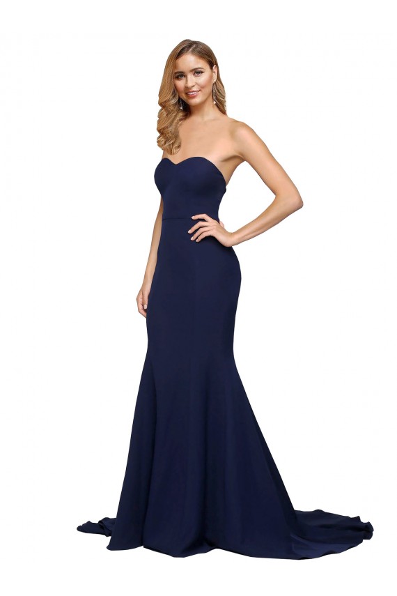 Stretch Crepe A-Line Sweep Train Sleeveless Low Back Formal Evening Gown / Prom Dress / Bridesmaid Dress Sheffield