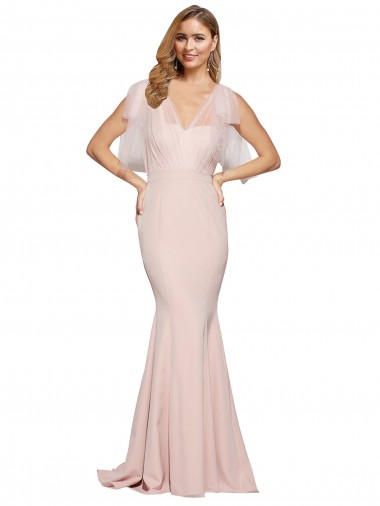 Stretch Crepe & Tulle Sheath Long Sleeveless Low Back Formal Dress / Bridesmaid Dress Sheffield