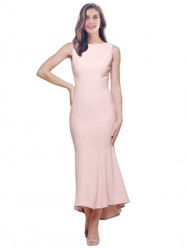 Stretch Crepe Sheath Midi Length Sleeveless Low Back High Low Evening Gown / Prom Dress / Bridesmaid Dress Sheffield