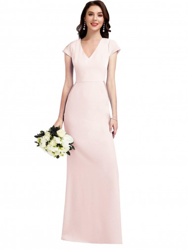 Stretch Crepe A-Line Long Cap Sleeves Formal Evening Gown / Prom Dress / Bridesmaid Dress Sheffield