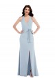 Stretch Crepe A-Line Long Sleeveless Halter Neck Open Back Prom Dresses Sheffield