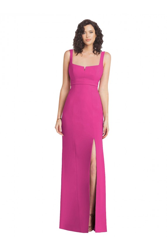 Stretch Crepe Trumpet Long Sleeveless Square Neck Low Back Prom Dresses Sheffield