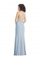 Stretch Crepe Trumpet Long Sleeveless Criss Cross Back Light Sky Blue Prom Dresses Sheffield