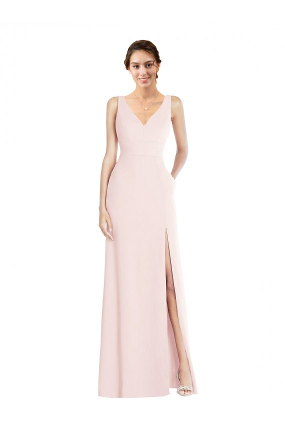 Stretch Crepe A-Line Long Sleeveless Low Back Black Tie Evening Gown / Prom Dress / Bridesmaid Dress Sheffield