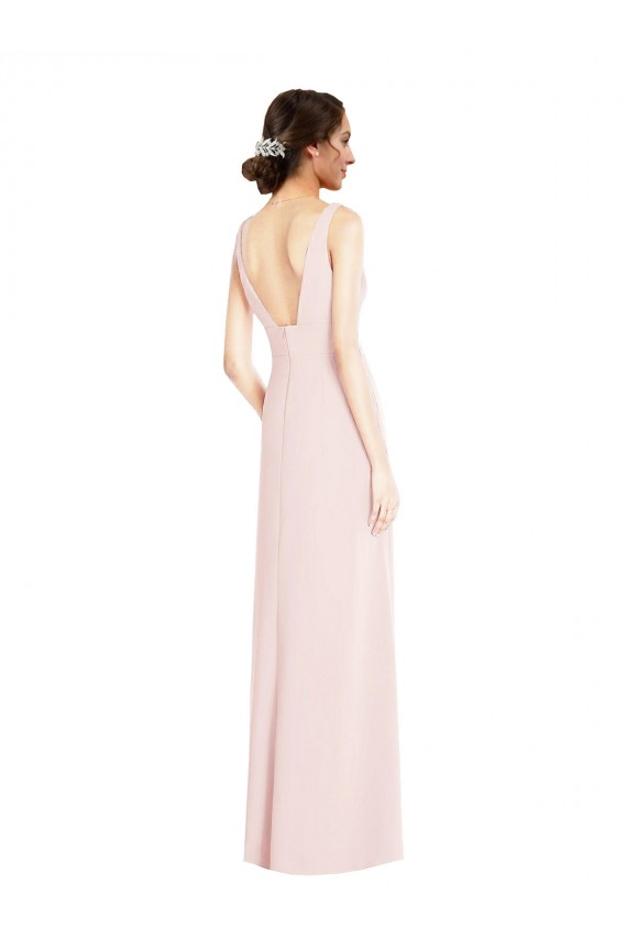 Stretch Crepe A-Line Long Sleeveless Low Back Black Tie Evening Gown / Prom Dress / Bridesmaid Dress Sheffield