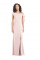 Stretch Crepe Trumpet Long Cap Sleeves Front Slit Prom Dresses Sheffield