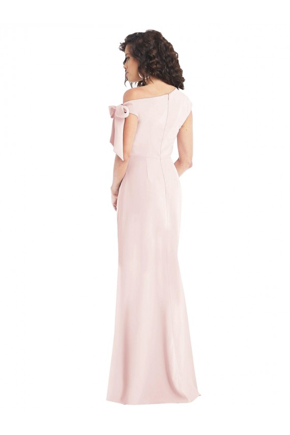 Stretch Crepe Trumpet Long Cap Sleeves Front Slit Prom Dresses Sheffield