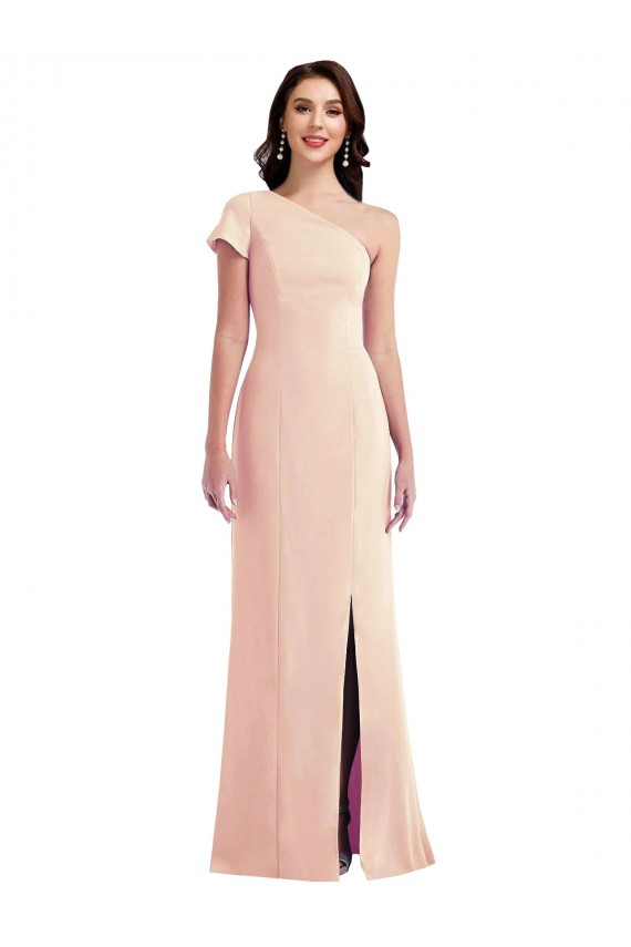 Stretch Crepe Trumpet Long Cap Sleeves Nude Prom Dresses Sheffield