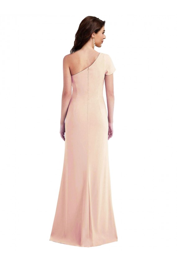 Stretch Crepe Trumpet Long Cap Sleeves Nude Prom Dresses Sheffield