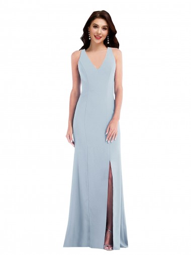 Stretch Crepe Trumpet Long Sleeveless Criss Cross Back Evening Dress / Bridesmaid Dress Sheffield