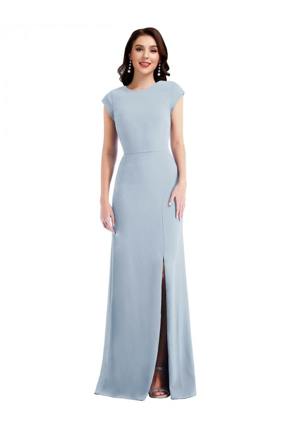 Stretch Crepe Trumpet Long Cap Sleeves Open Back Formal Evening Gown / Prom Dress / Bridesmaid Dress Sheffield