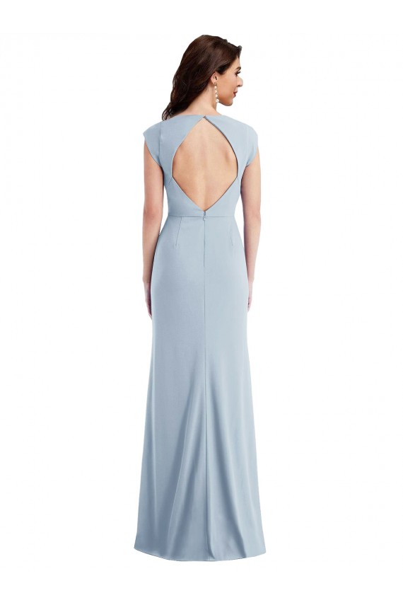 Stretch Crepe Trumpet Long Cap Sleeves Open Back Formal Evening Gown / Prom Dress / Bridesmaid Dress Sheffield