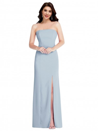 Stretch Crepe A-Line Long Sleeveless Low Back Front Slit Prom Dresses Sheffield