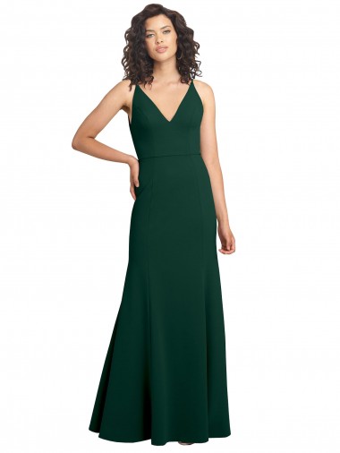 Stretch Crepe A-Line Long Sleeveless V-Neck V-Back Prom Dresses Sheffield