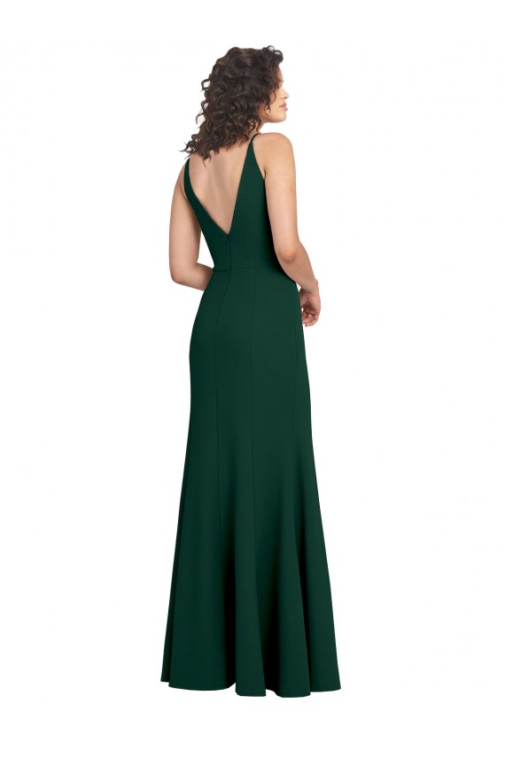 Stretch Crepe A-Line Long Sleeveless V-Neck V-Back Prom Dresses Sheffield