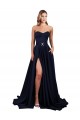 Stretch Crepe A-Line Long Sleeveless Low Back Dark Navy Prom Dresses Sheffield