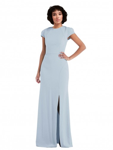Stretch Crepe Trumpet Long Cap Sleeves Keyhole Back Semi Formal Evening Dress / Bridesmaid Dress Sheffield