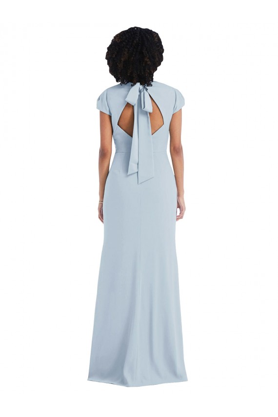 Stretch Crepe Trumpet Long Cap Sleeves Keyhole Back Semi Formal Evening Dress / Bridesmaid Dress Sheffield