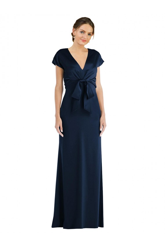 Stretch Crepe Trumpet Long Cap Sleeves Keyhole Back Formal Evening Gown / Prom Dress / Bridesmaid Dress Sheffield
